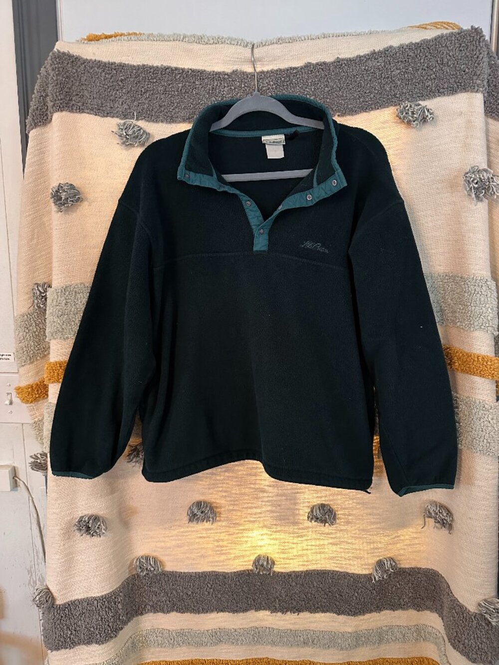 Vintage L.L. Bean Hunter Green Snap-T Fleece Pullover - Size Medium